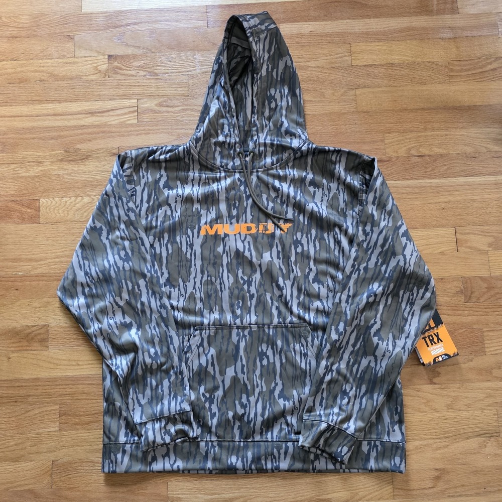 NWT Muddy TRX Performance Hoodie Mens 2XL Mossy Oak Bottomland Hunting - Picture 1 of 16